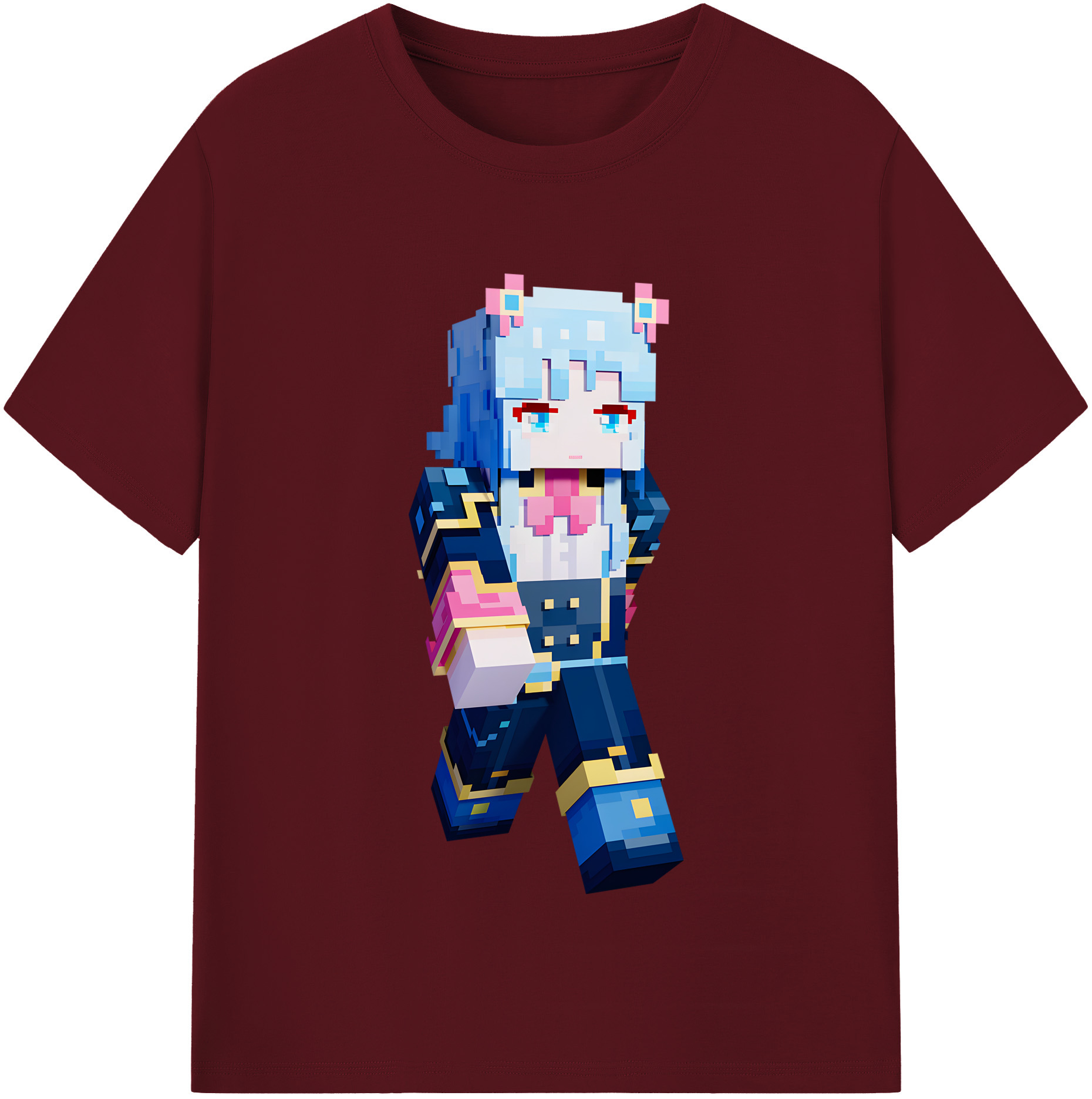 （画像用） マインクラフト ブロックの世界 Minecraft MC Block world 綿100％半袖Tシャツ（フロントプリント）